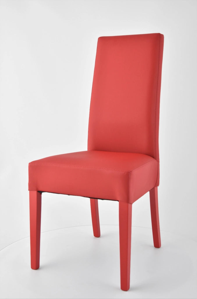 Set 4 sedie Luisa Tommychairs in faggio color rosso, seduta e schienale rivestiti in pelle artificiale rossa