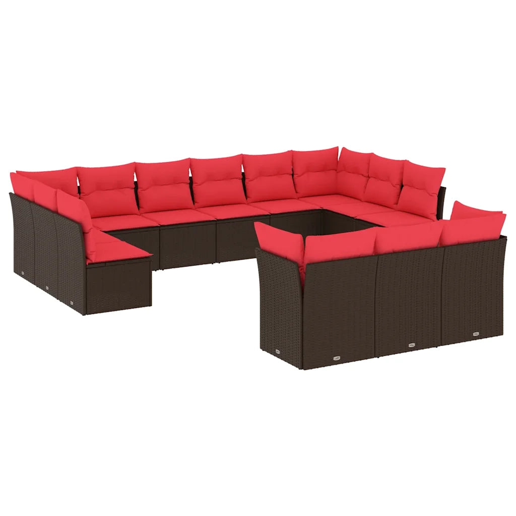 Set Divani da Giardino 13 pz con Cuscini Marrone in Polyrattan 3218454