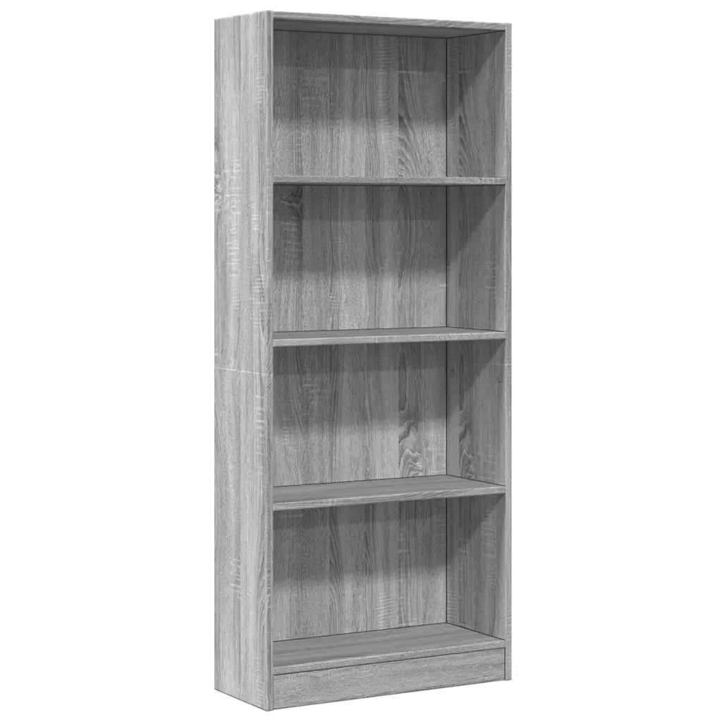 Libreria-Scaffale per Libri-Mobile di Stoccaggio Grigio Sonoma 60x24x143 cm in Legno Multistrato
