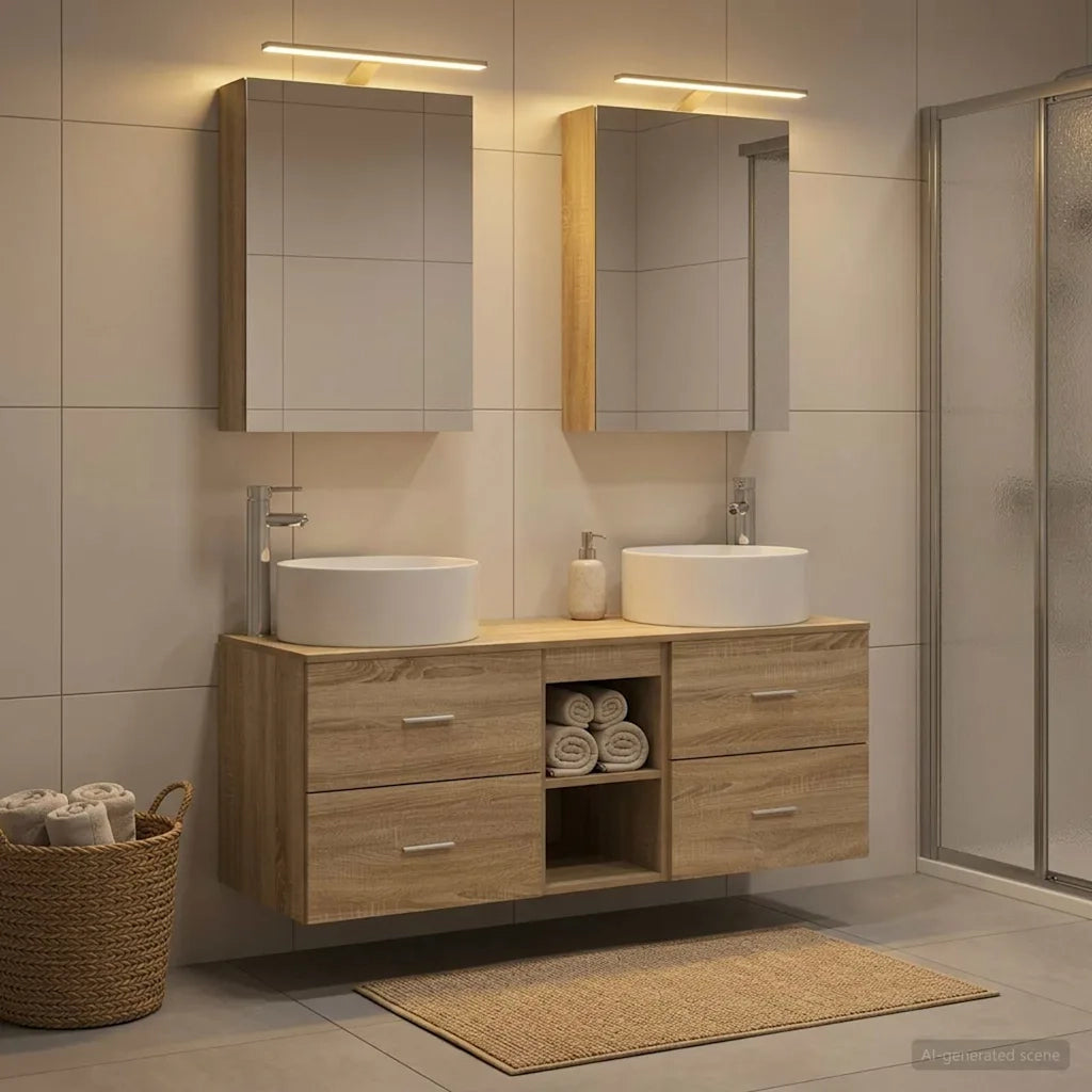 Set di mobili per il bagno 5 pcs Rovere Sonoma 3407073