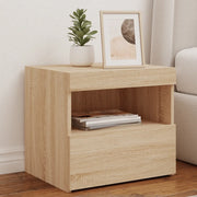 Comodino con Luci LED-Tavolino da notte Rovere Sonoma 50x40x45 cm