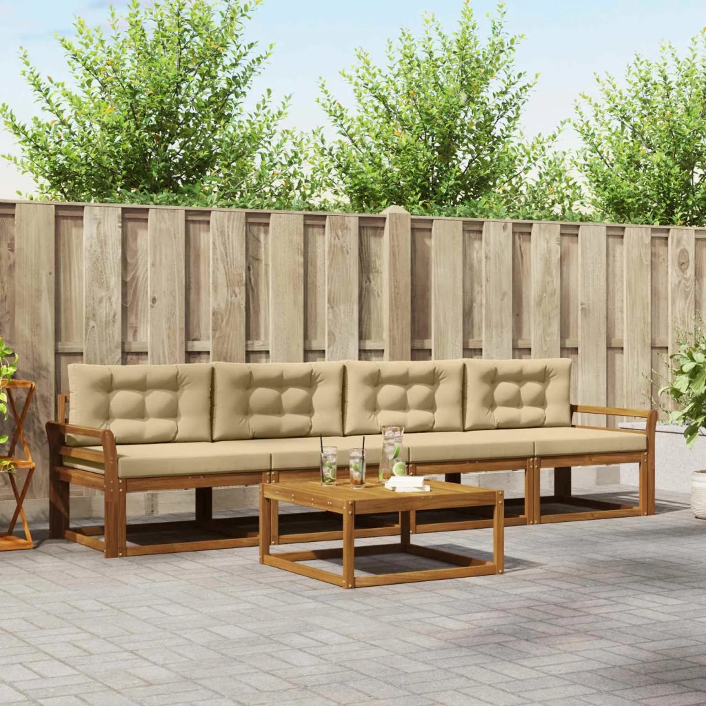 Set di divani da esterno con cuscino 5 pcs Naturale e Beige 3367161