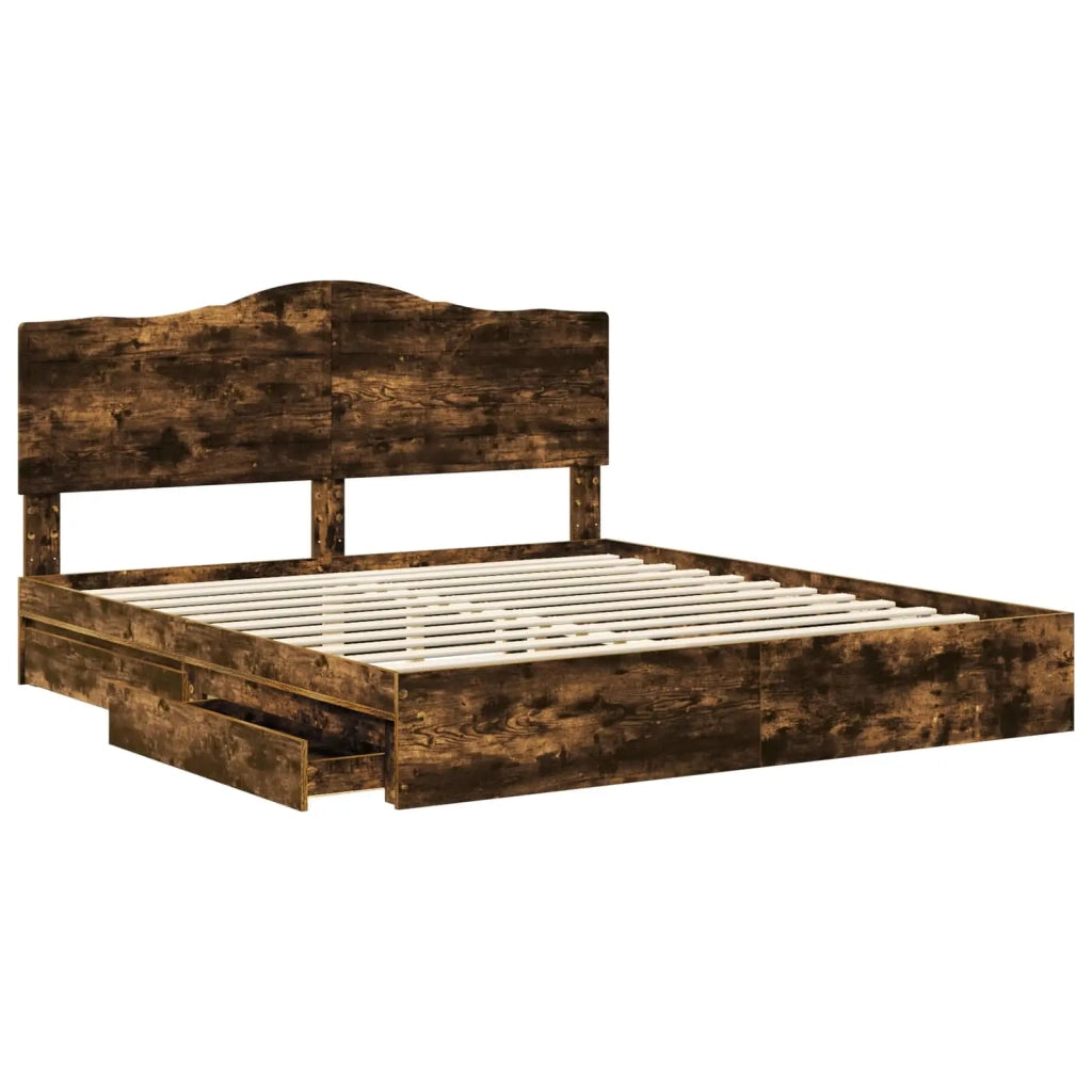 Letto con Contenitore con testiera Rovere fumé 180 x 200 cm