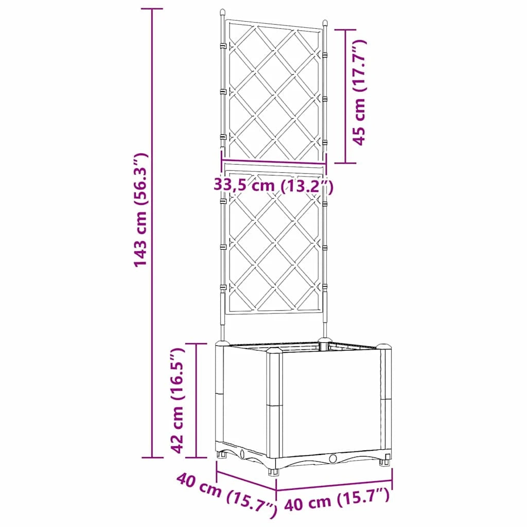 Fioriera da giardino moderna 40 x 40 x 143 cm resistente stile contemporaneo acciaio nero 02_0058534