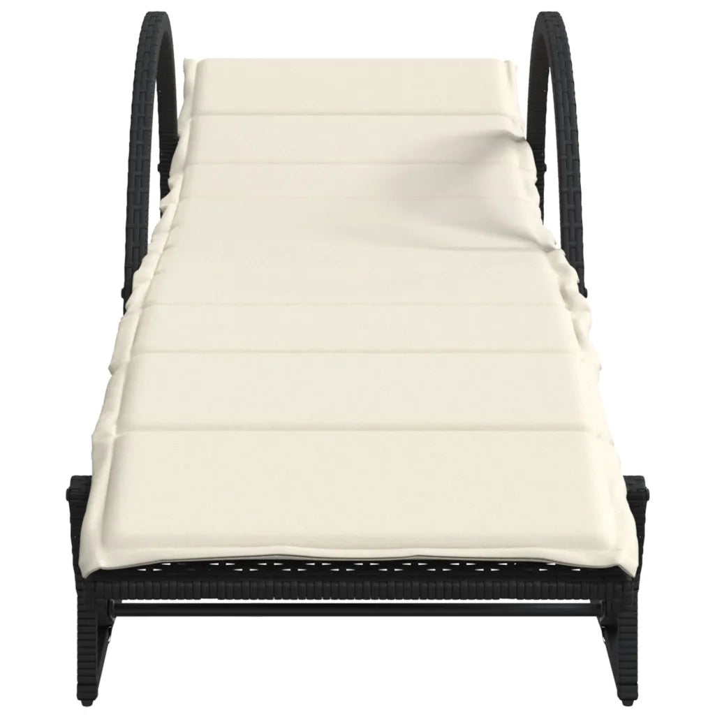 Lettini Prendisole 2 pz con Tavolino Nero in Polyrattan 368263