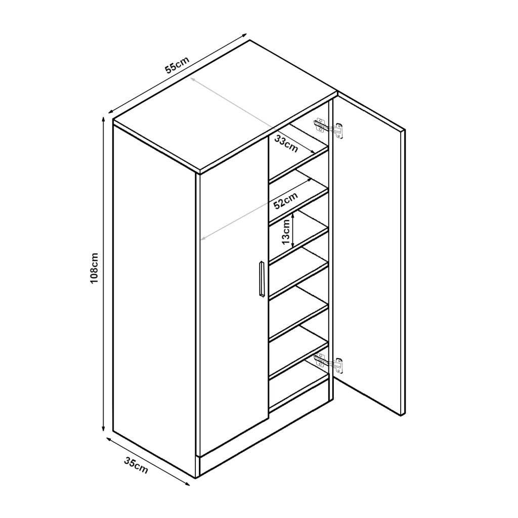 Scarpiera/scaffale con 2 ante 108 x 55 x 35 cm antracite 03_0008949