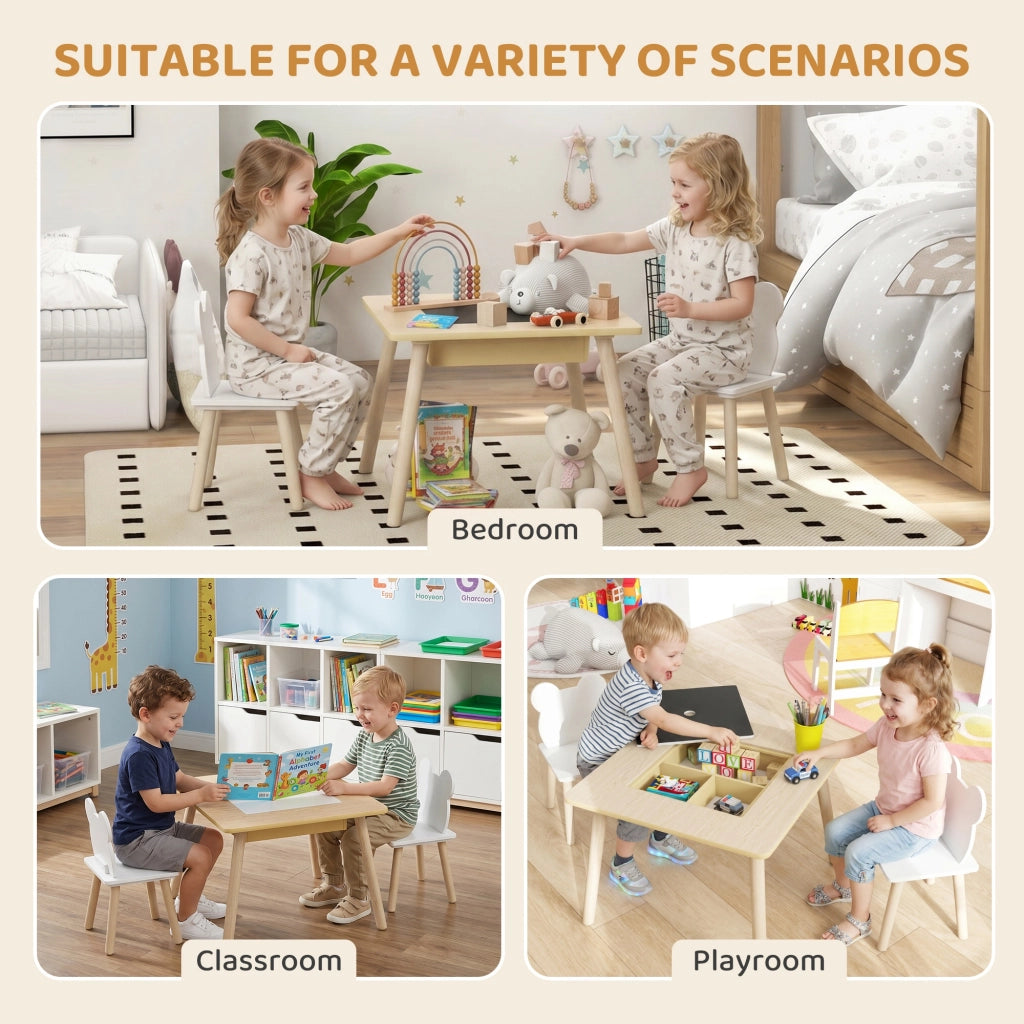 Tavolo bambini con 2 sedie ¨C zephmum ¨C legno naturale