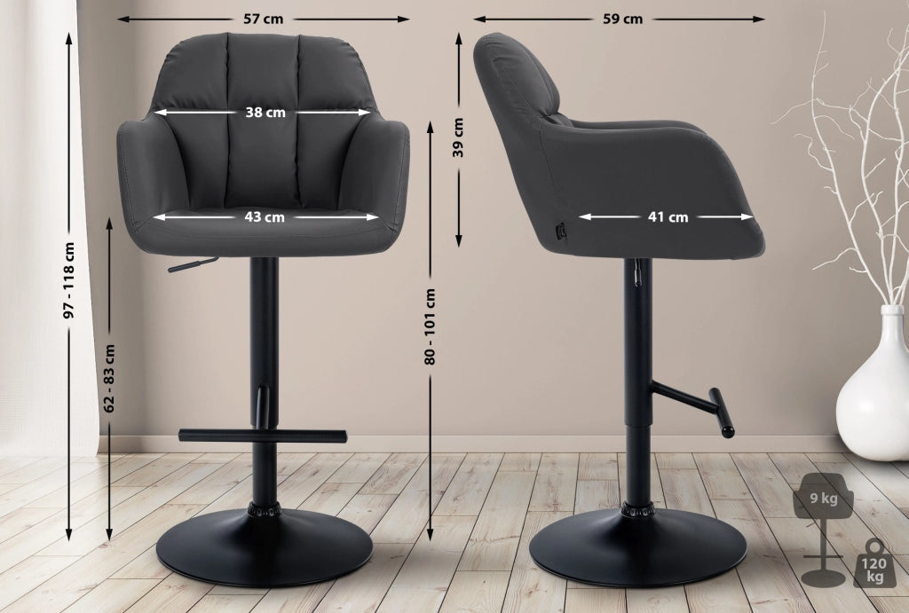 Barhocker Natoma Kunstleder schwarz