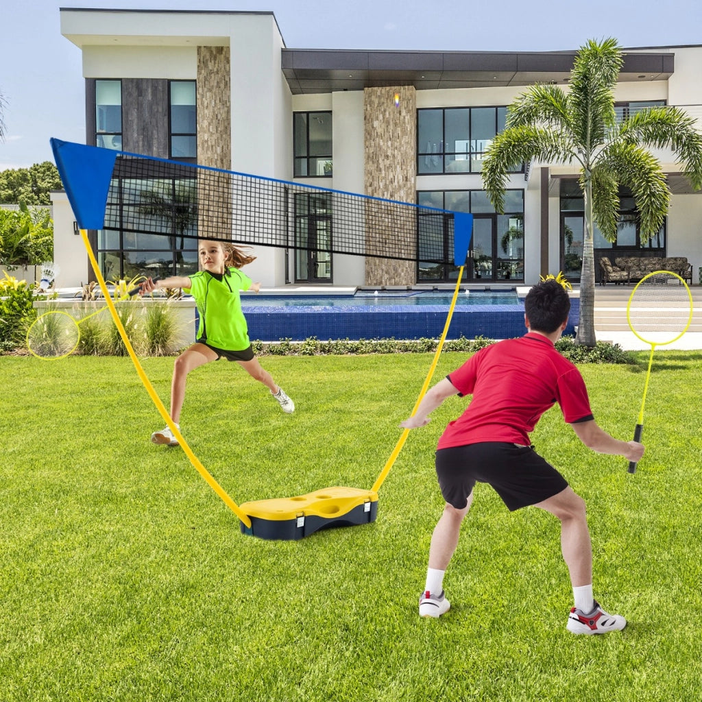 Set da badminton con rete racchette e volani, Set da badminton per gioco all'aperto con 2 volani 270x33,5x160cm-Ricreazione outdoor