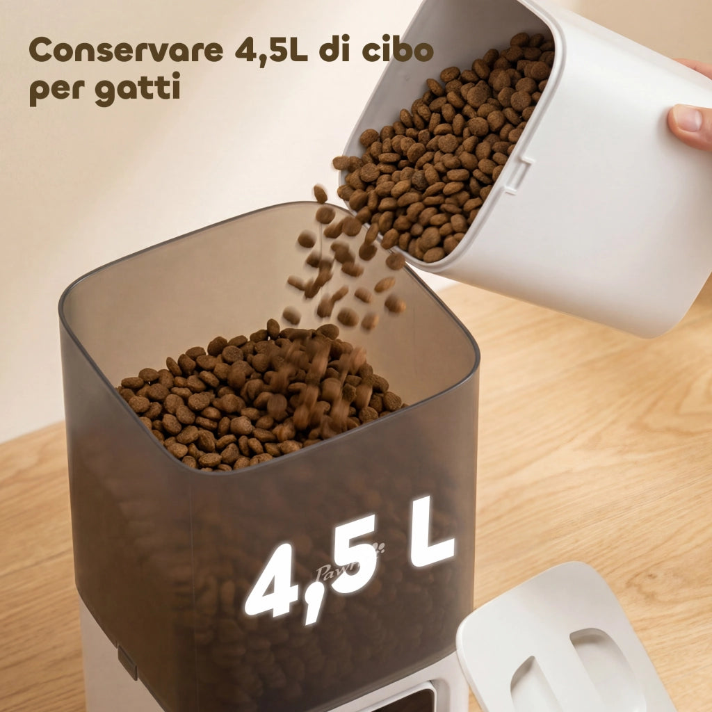 Distributore Automatico di Cibo per Gatti 4.5L con APP e Registratore Vocale