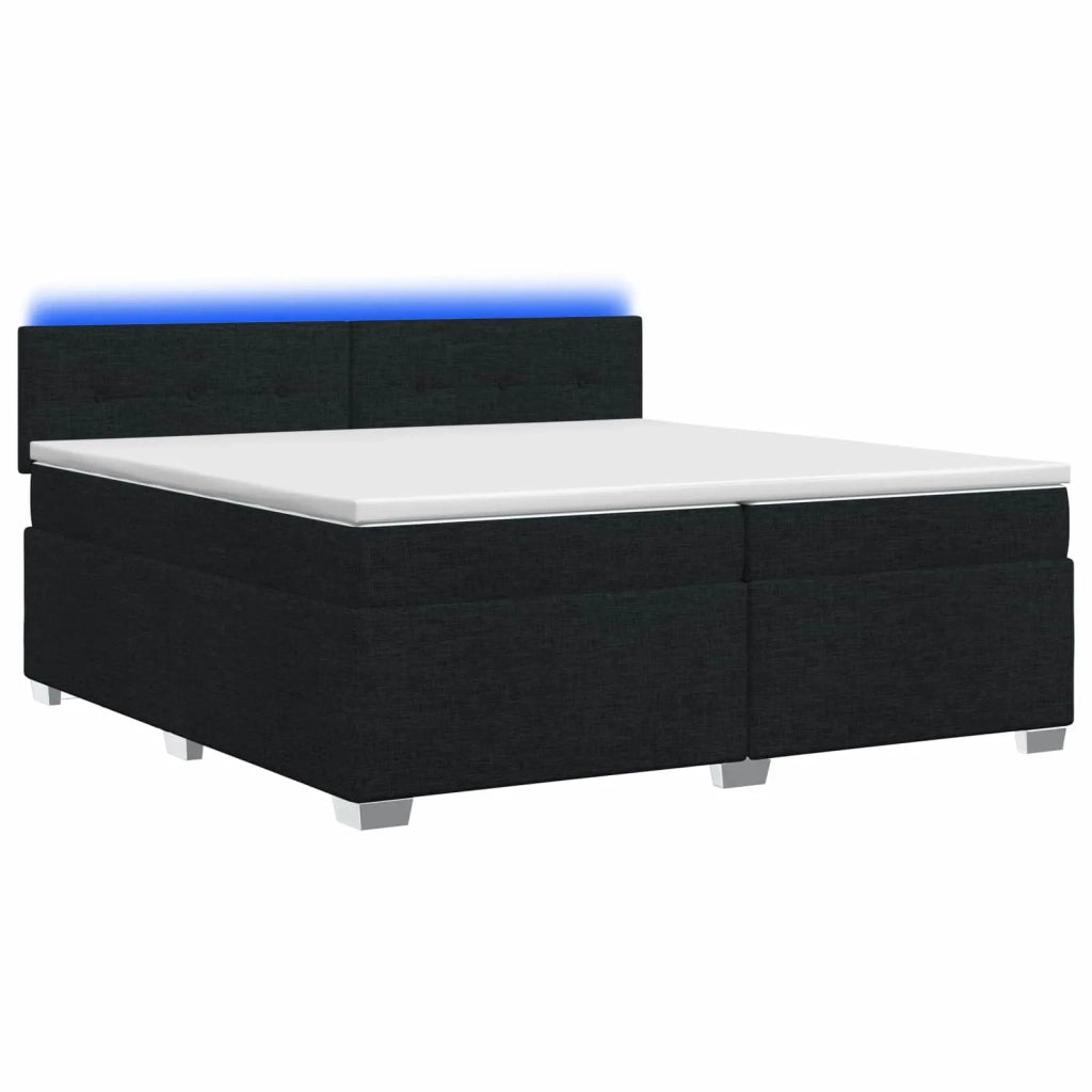 Letto con Box Spring, Materasso e LED Nero 200 x 200 cm Tessuto 3452024