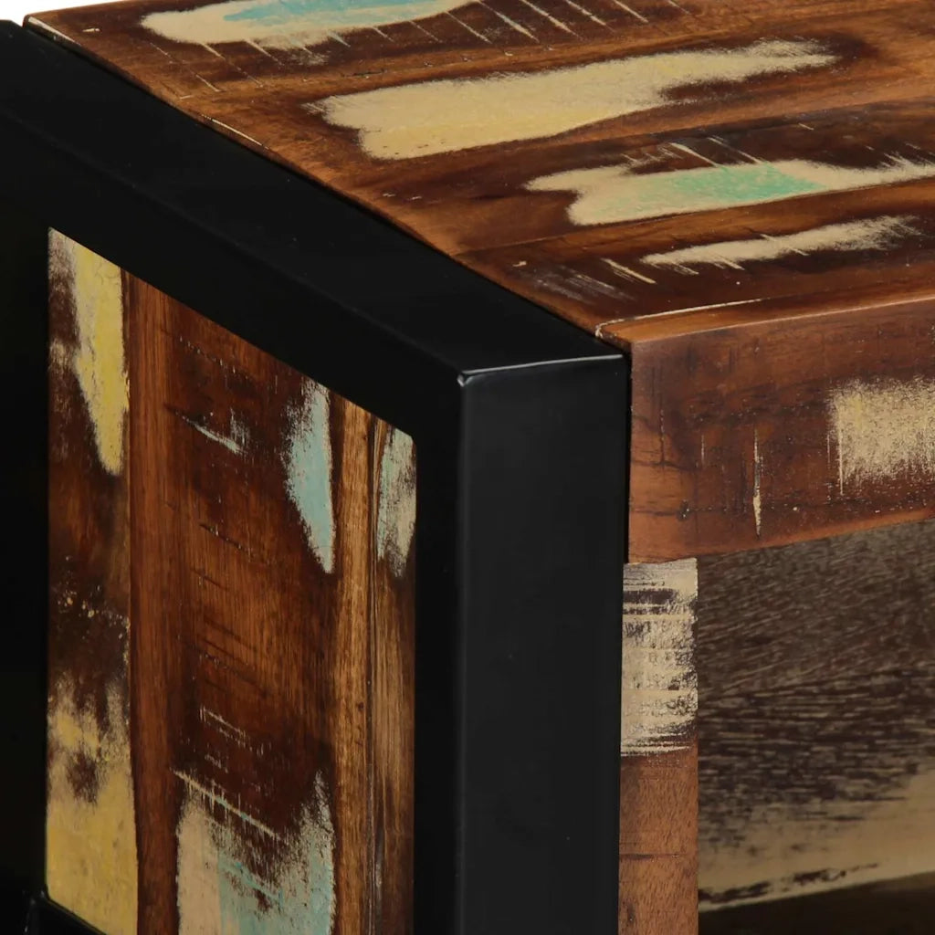Mobile Porta TV Multicolore 80x30x25 cm Legno Massello Recupero 4015934