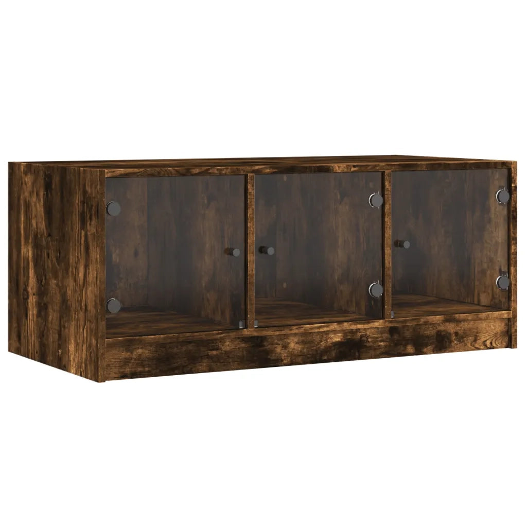 Tavolino da Salotto con Ante in Vetro Rovere Fumo 102x50x42 cm 836417