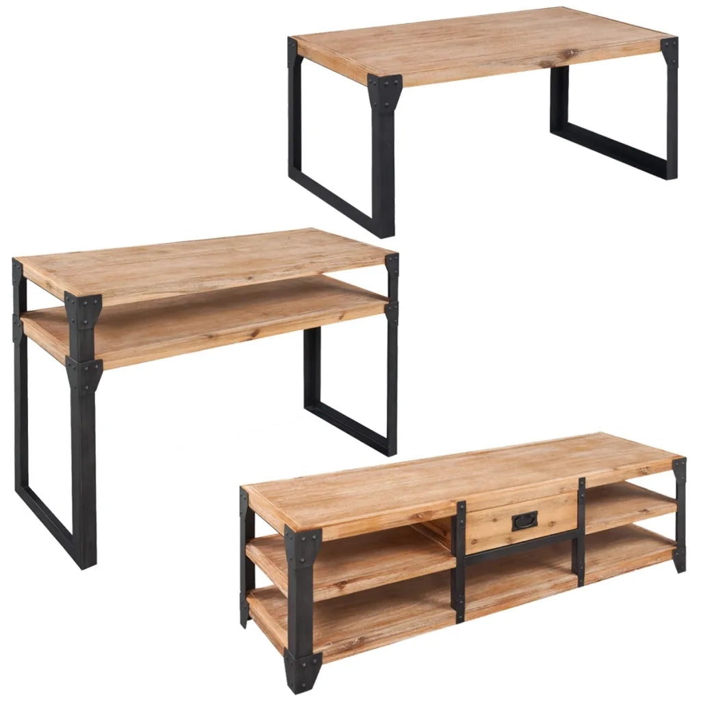 Set Arredi Soggiorno 3 pz in Legno di Acacia 274708