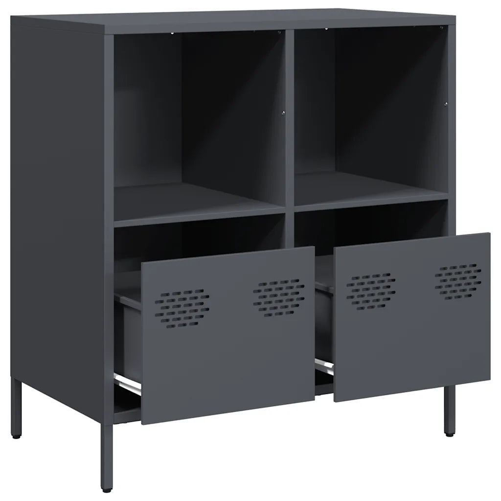 Credenza | Madia | Buffet da pranzo | Armadio da pranzo Antracite 68x39x73,5 cm in Acciaio Laminato a Freddo