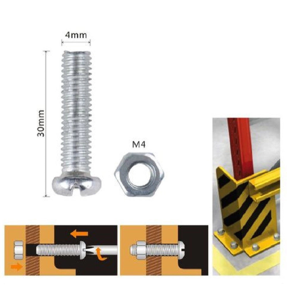 Trade Shop - Set 17pz Viti Vite Testa A Croce Tonda 4 X 30mm Con Dadi Dado Esagonale M4 90963 -