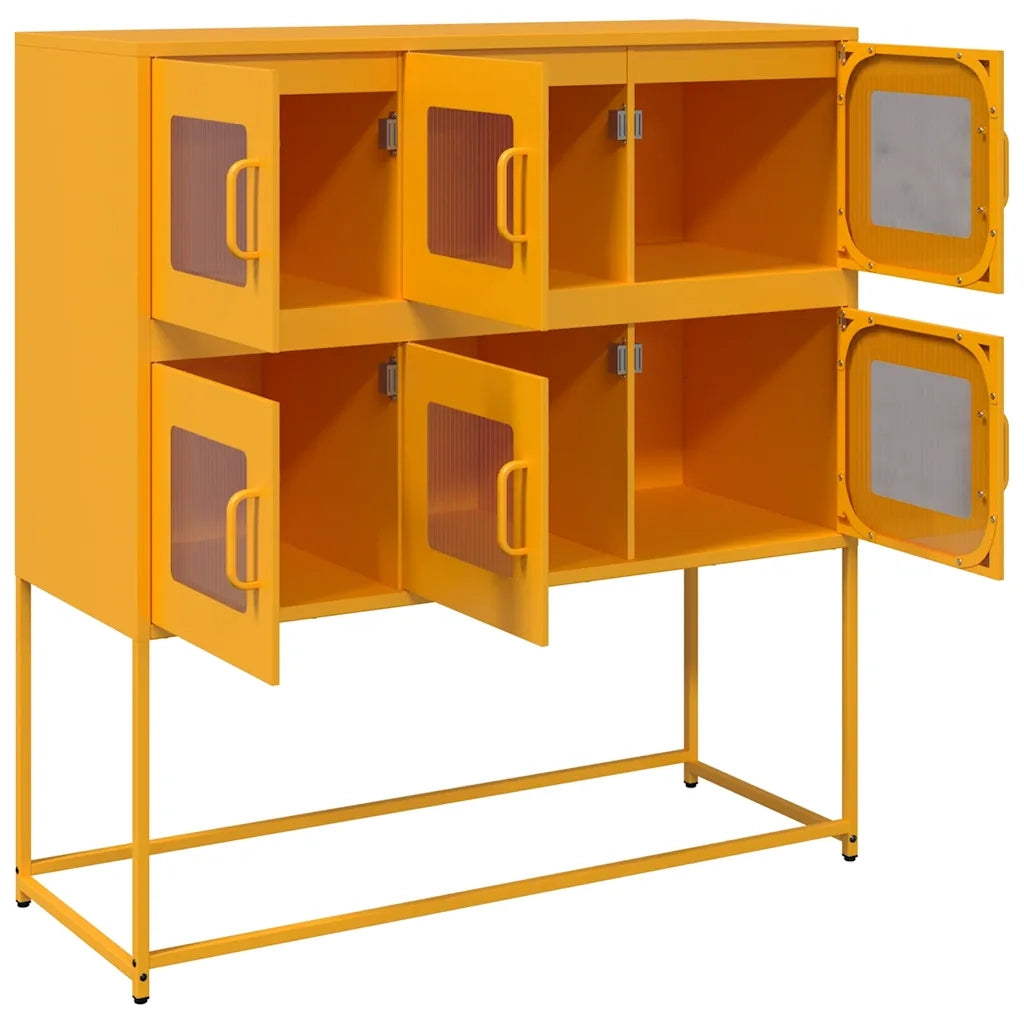 Credenza-Buffet-Armadio da cucina Giallo Senape 100,5x39x107cm Acciaio Laminato Freddo 633928