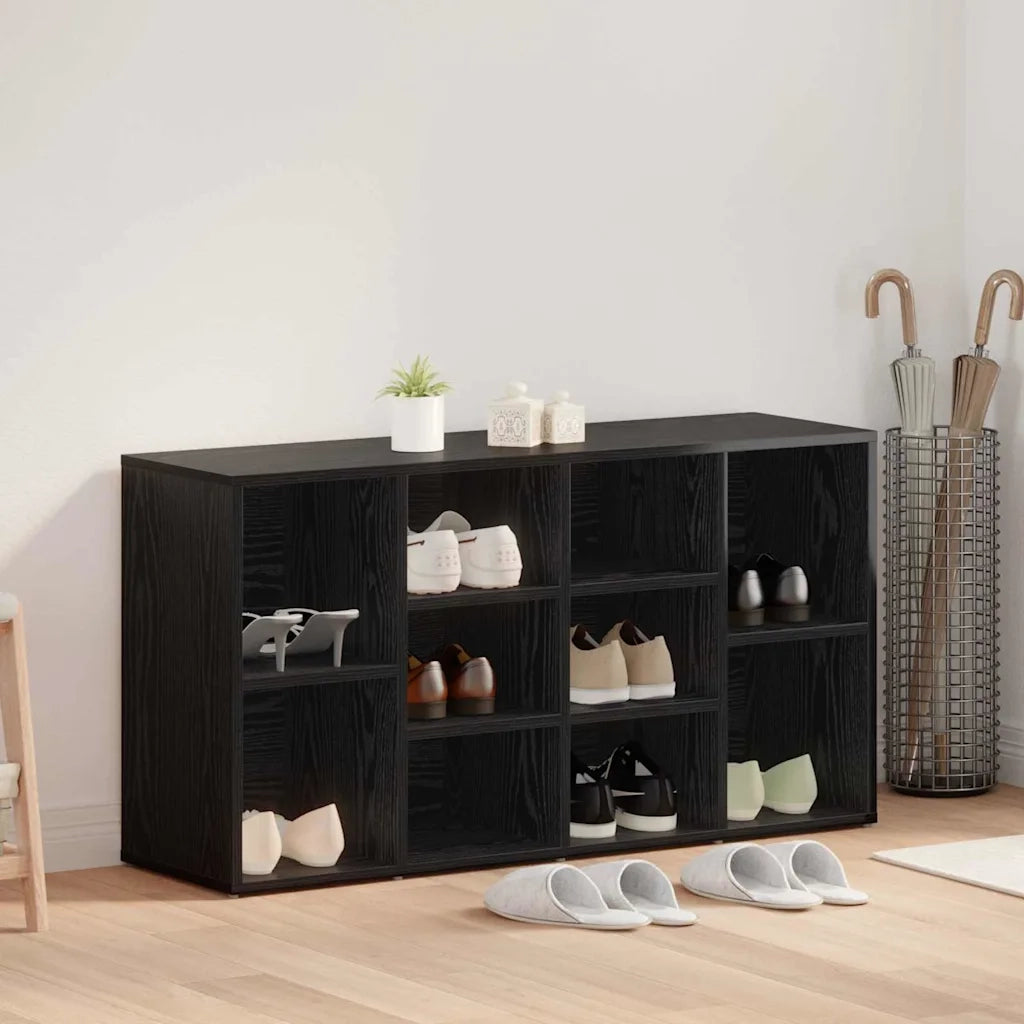 vidaXL Panca per scarpe con lo scaffale Rovere nero 103 x 30 x 54.5 cm