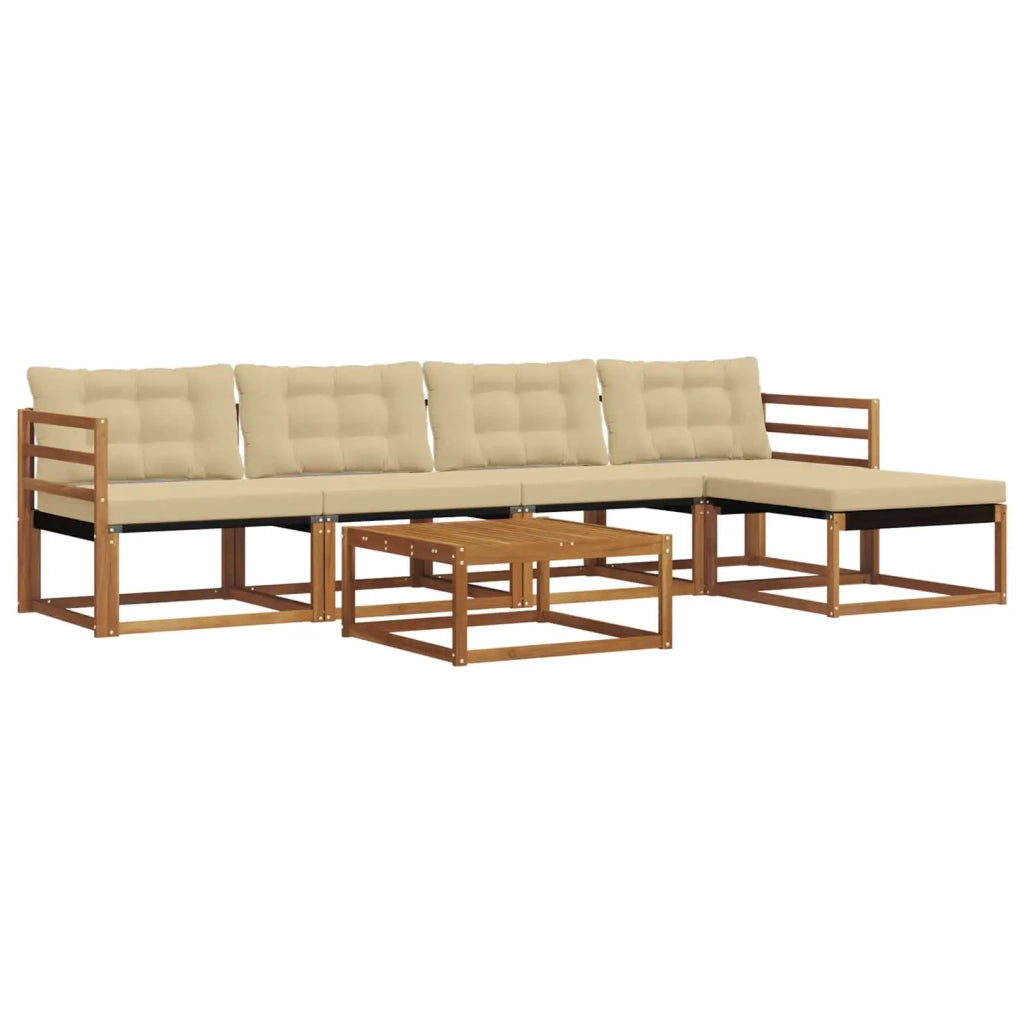 Set di divani da esterno con cuscino 6 pcs Naturale e Beige 3369376
