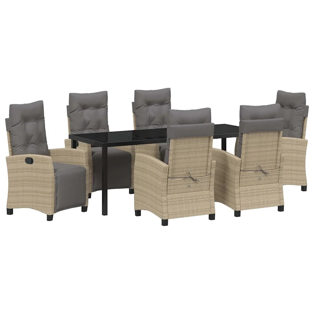 Set da Pranzo per Giardino con cuscino 7 pcs Beige polyrattan 3380454