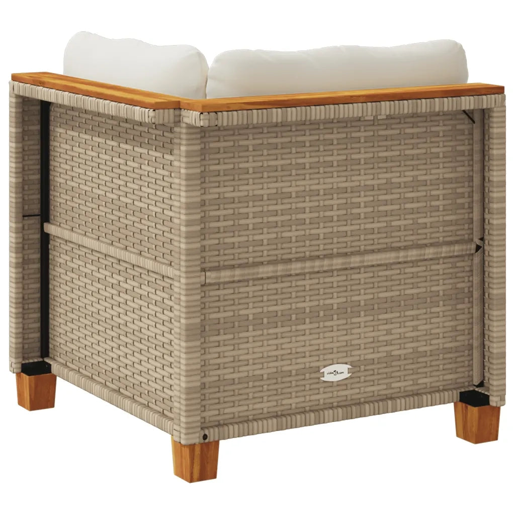 Divano Angolare da Giardino con Cuscini Beige in Polyrattan 365904