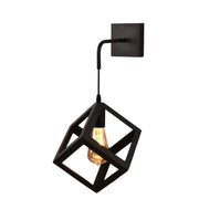 Trade Shop - Applique Da Parete Pendente A Forma Di Cubo 3d Stile Minimal Portalampada Attacco E27 Aq52 - Nero