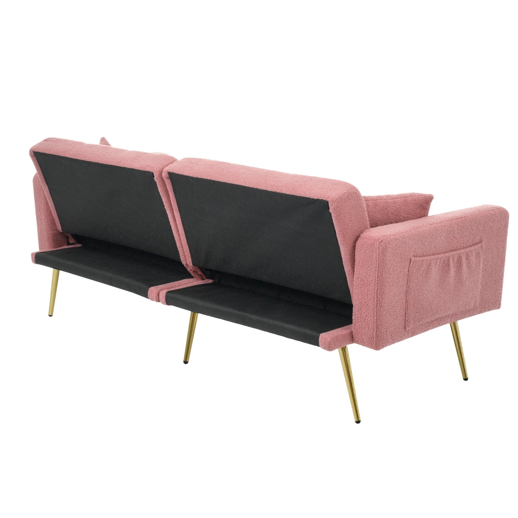 DIVANO LETTO regolabile 175x64x72 cm Rosa con tasche laterali