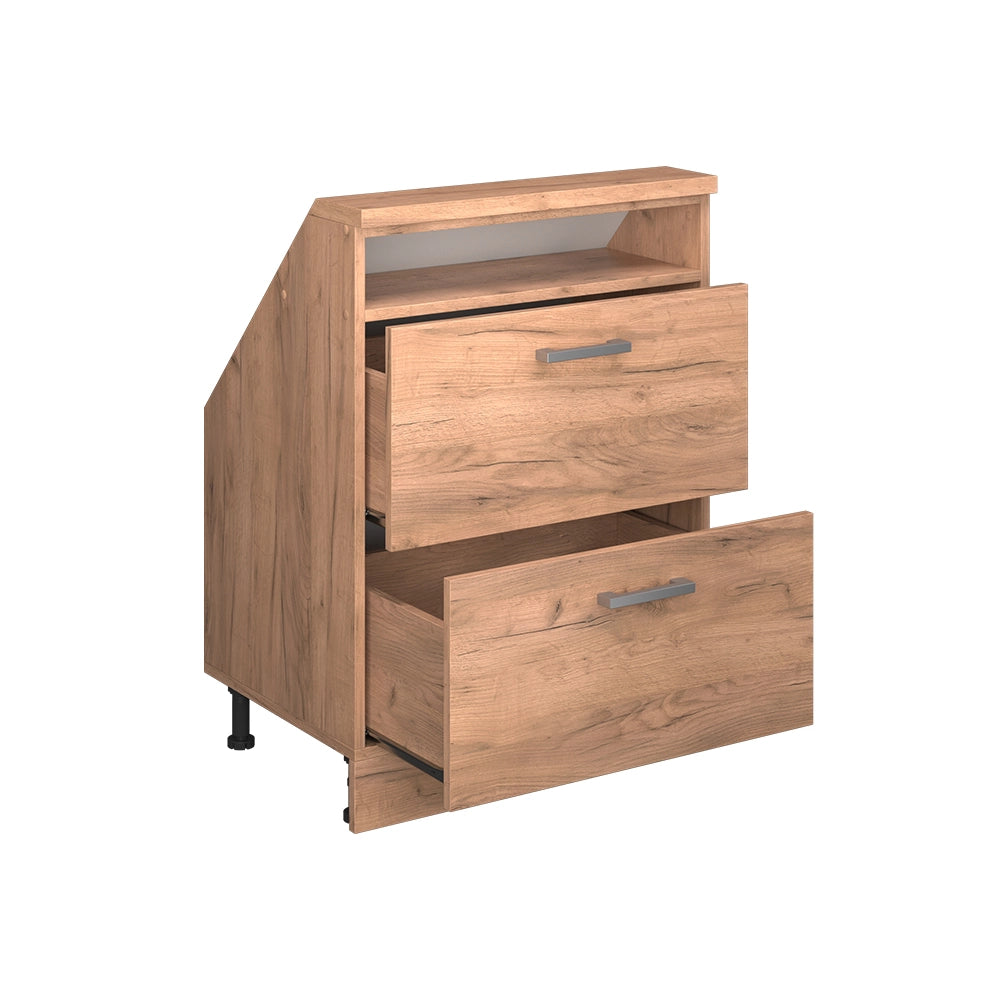 Mobile cucina sottotetto R-Line Rovere dorato/Rovere dorato 60 cm con 2 cassetti Vicco