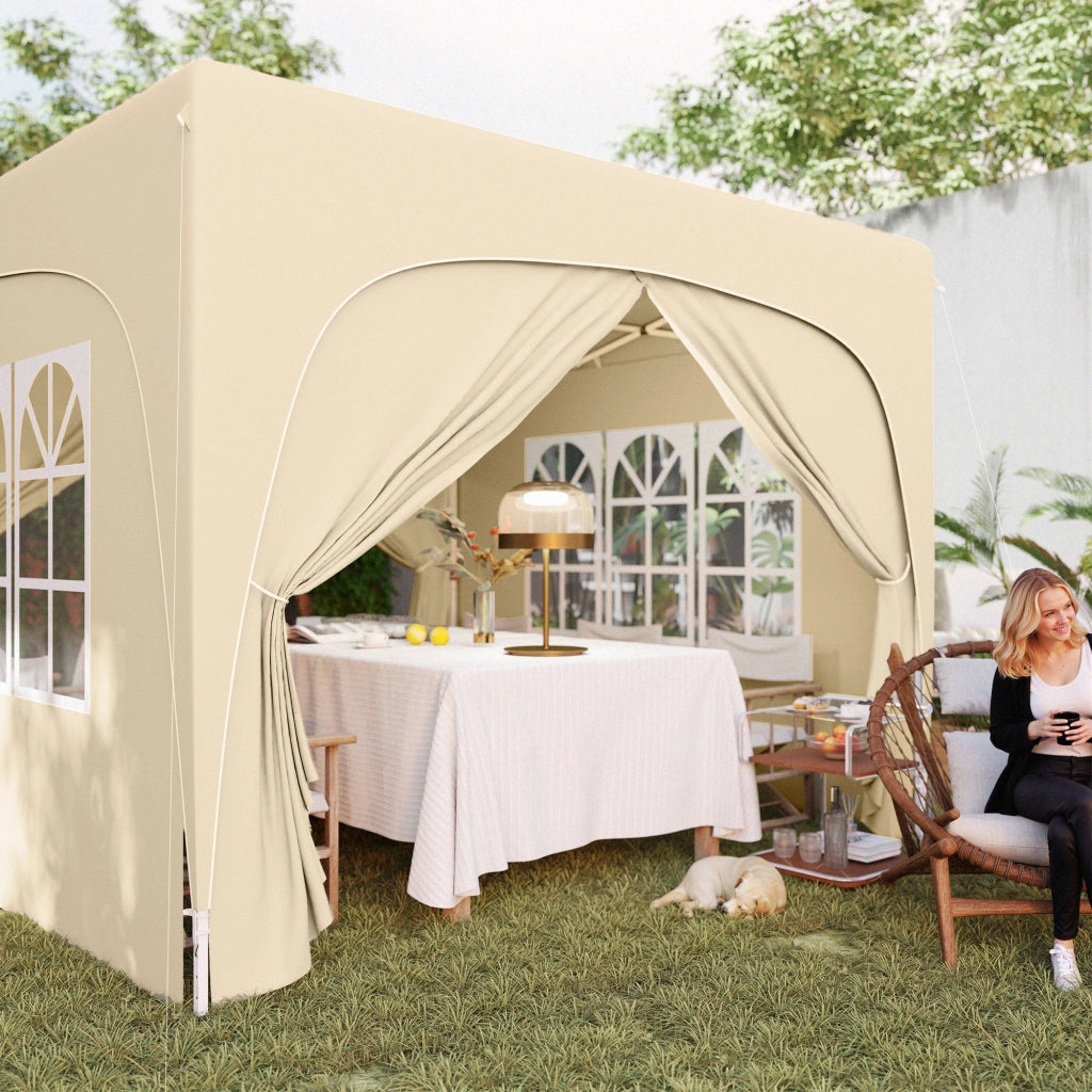 Gazebo 3x3m gazebo pieghevole impermeabile resistente all'acqua e stabili invernali protezione UV 50+ tenda da giardino pieghevole con 4 pannelli laterali zaino da giardino per campeggio sabbia