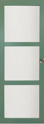 Porta scorrevole in Verde Cappotto Ral 6021 -Vetro 3 vetri H204 x L83 + 2 conchiglie