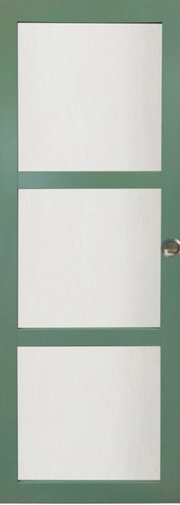 Porta scorrevole in Verde Cappotto Ral 6021 -Vetro 3 vetri H204 x L83 + 2 conchiglie