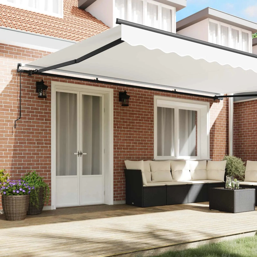 Tenda Retrattile Bianco 500 × 300 cm Poliestere e Acciaio 3331355