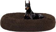 Letto per cani ortopedico, cuscino per cani rotondo, divano per cani, letto per gatti, Donut, culla per cani morbida, lavabile, 120 cm di diametro, marrone