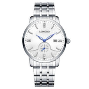 Trade Shop - Orologio Uomo Donna Longbo 80436 Analogico Data Acciaio Silver Bianco Lancette Blu -   -uomo    -