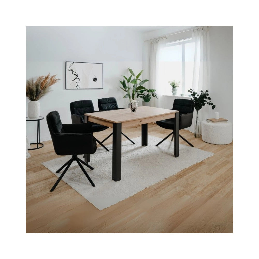 Tavolo allungabile Tolosa80B piano rovere e gambe nere 150x80x75H