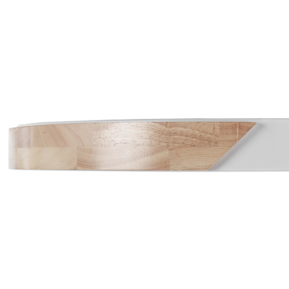 Lampada da soffitto bianca con luci a LED integrate in legno chiaro in acciaio acrilico di forma rotonda Illuminazione moderna decorativa