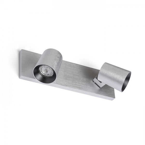 Faretto KENNY II plafoniera/applique  alluminio pettinato/nero 230V GU10 2x35W