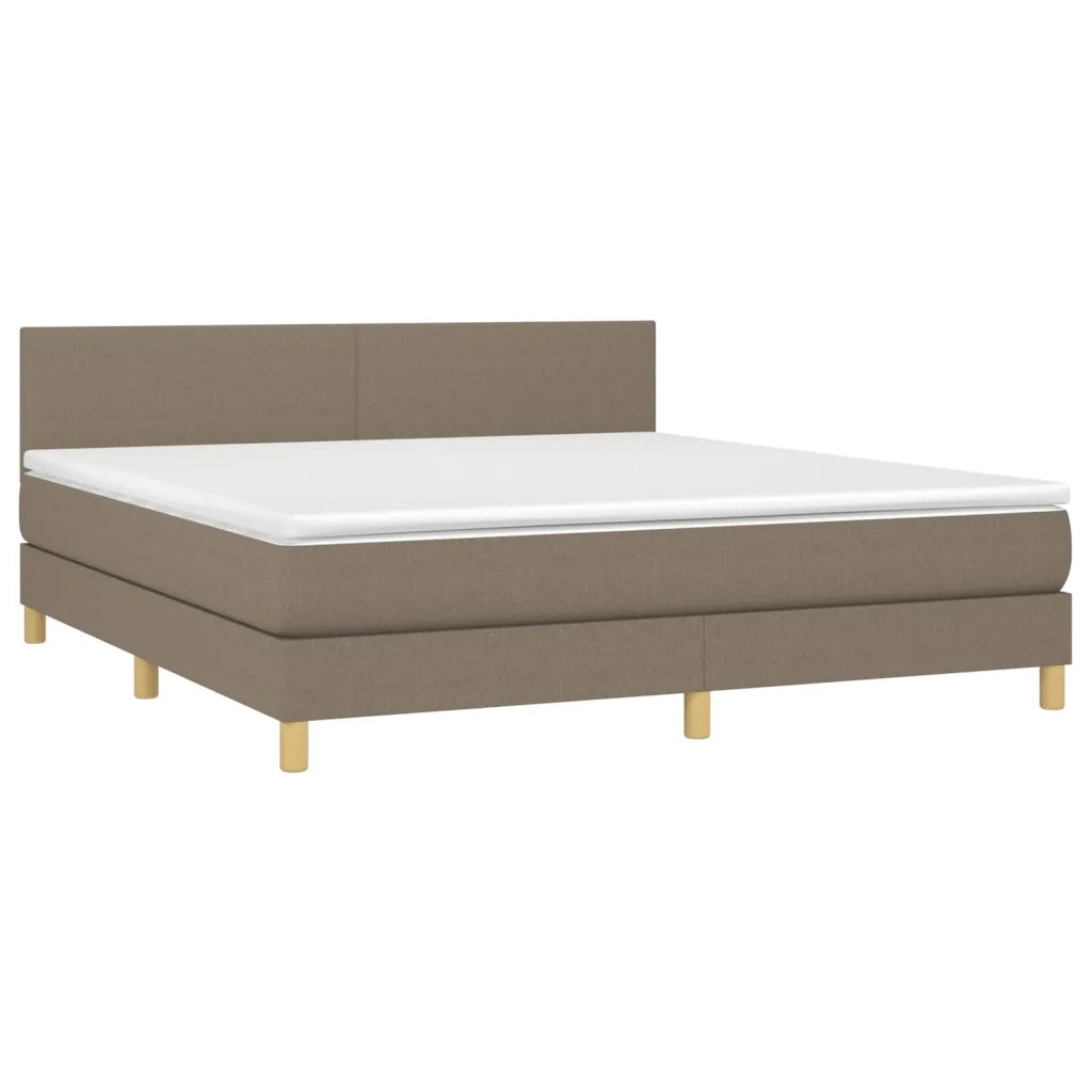 Letto a Molle con Materasso e LED Tortora 180x200 cm in Tessuto