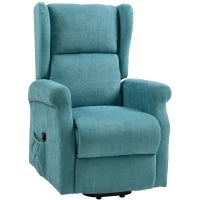 Poltrona Alzapersona Reclinabile a 135° con Poggiapiedi e Telecomando, in Tessuto Blu, 74x94x111 cm