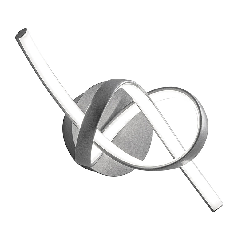 Curvy - Applique LED 12W 4500K IP20 con struttura in alluminio finitura argento satinato, design sinuoso e tondeggiante - Rossini Group