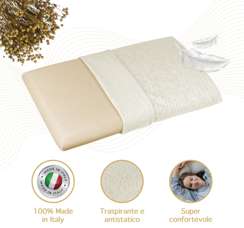 Cuscino In Memory Foam In Fresco Lino Guanciale Saponetta Ortopedico Per Dormire Ergonomico Traspirante Anti Russamento Sfoderabile Supporto Con Federa Lavabile Prodotto Italiano Saponetta No Sudore 