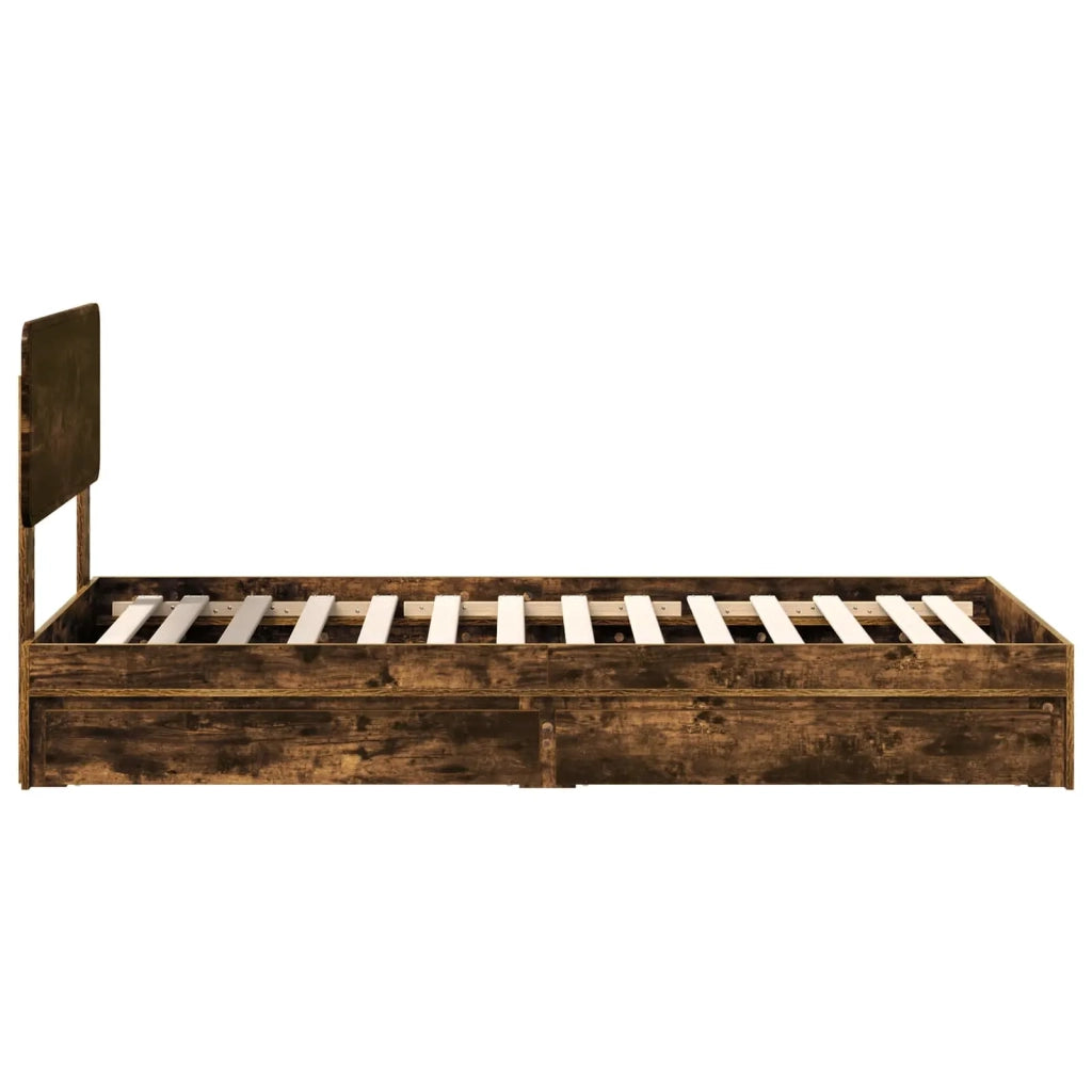 Letto con Contenitore Rovere fumé 90 x 190 cm Legno multistrato