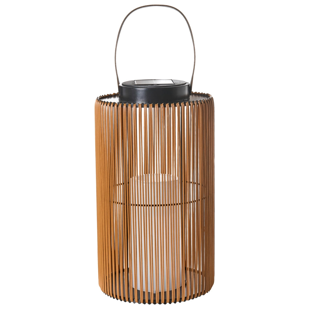 Lanterna solare Materiale sintetico naturale LED Decorazione per interni ed esterni Paralume intrecciato A basso consumo energetico Rustico Boho