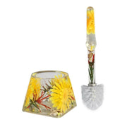 Trade Shop - Portascopino Quadrato Bagno Porta Scopino Decorazione Fiori Gialli Arredo Bagno -