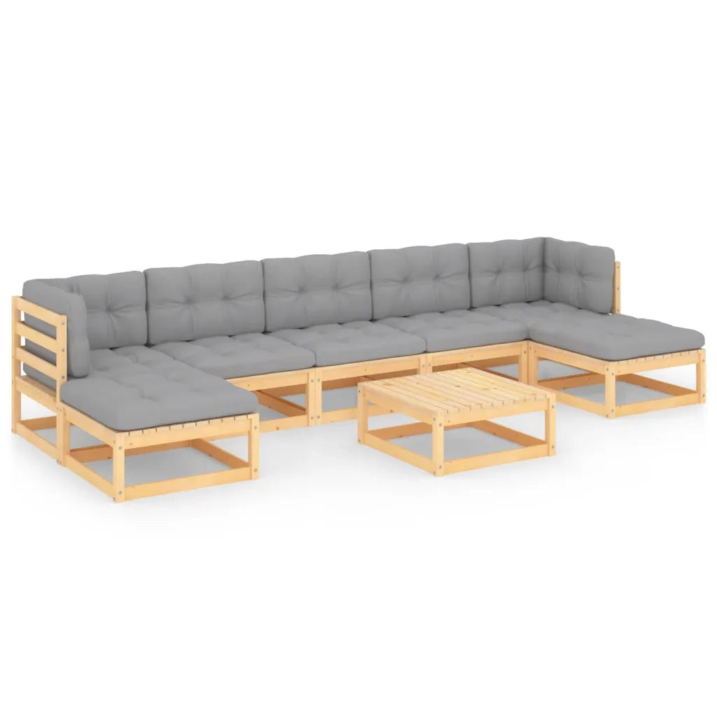 Set Salotto Giardino 8 pz Cuscini Antracite Legno Massello Pino 3077129