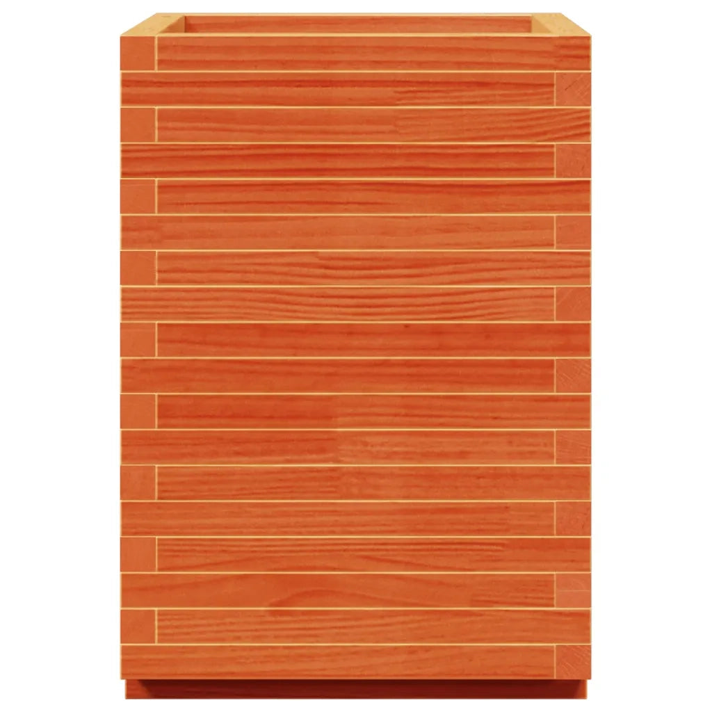 Fioriera Giardino-Vaso da Esterno-Contenitore per Piante Marrone Cera 50x50x72,5cm Legno Massello Pino