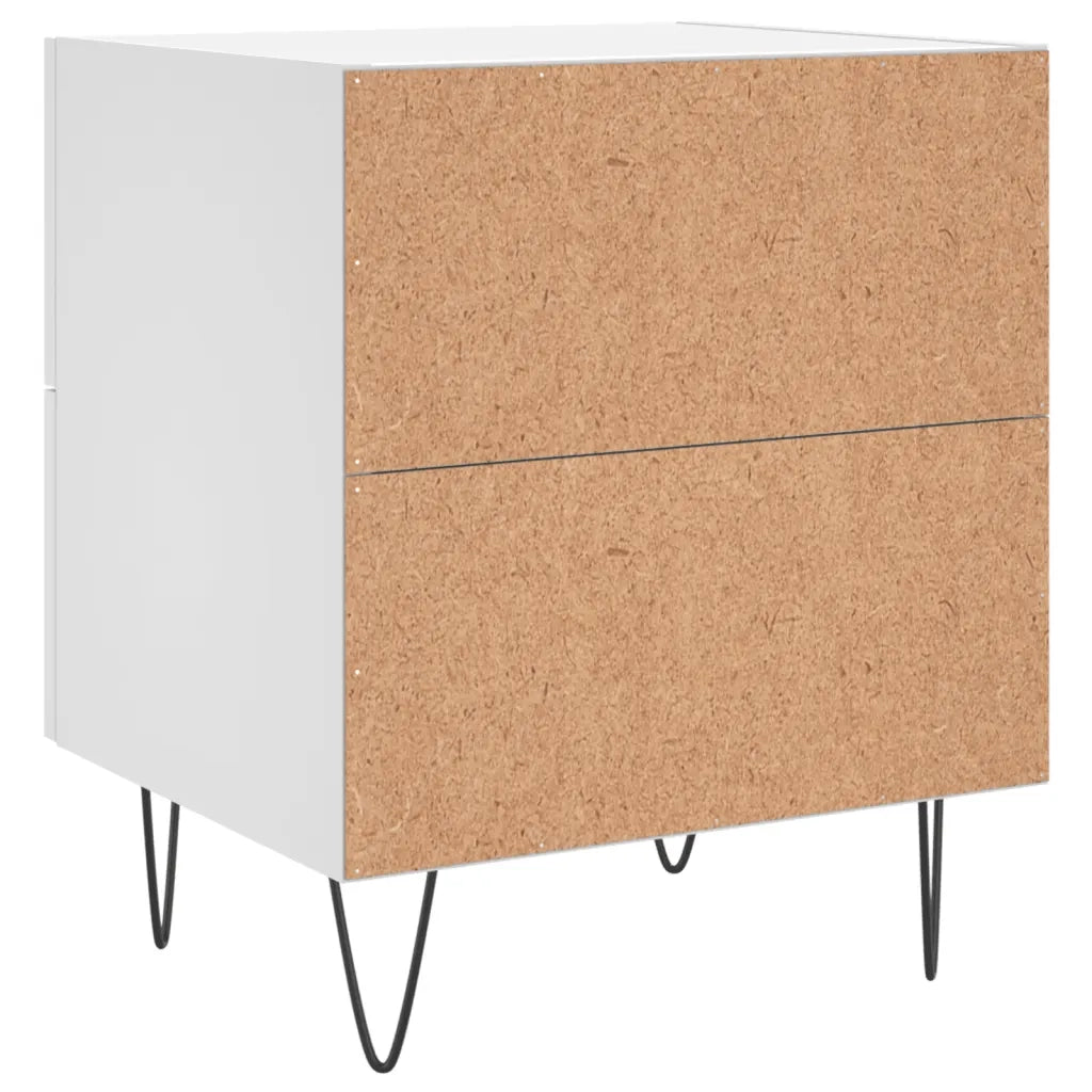 Set di 2 Comodini | Armadio da Notte | Mobiletto da notte Bianchi 40x35x47,5 cm in Legno Multistrato