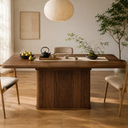 Tavolo da pranzo estensibile 140-180 x 80 cm con vano contenitore; MDF e metallo; marrone