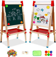Tavolo di disegno a doppia faccia con tavola di vetro e rullo di carta - numeri e accessori per bambini