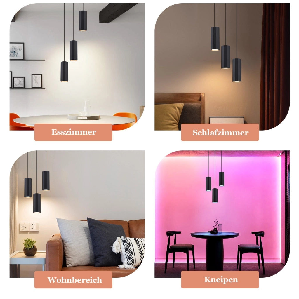 Lampada a sospensione ZMH metallo nero diametro 20 cm 3 attacchi GU10 stile industriale per sala da pranzo e soggiorno